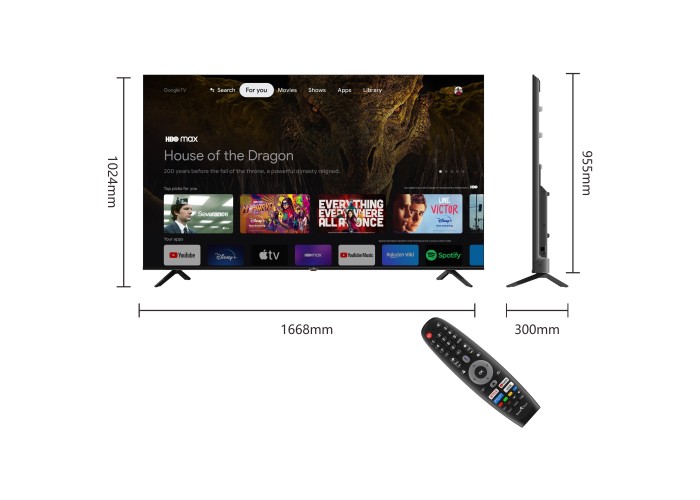 75" T1 4K Ultra HD Google TV™