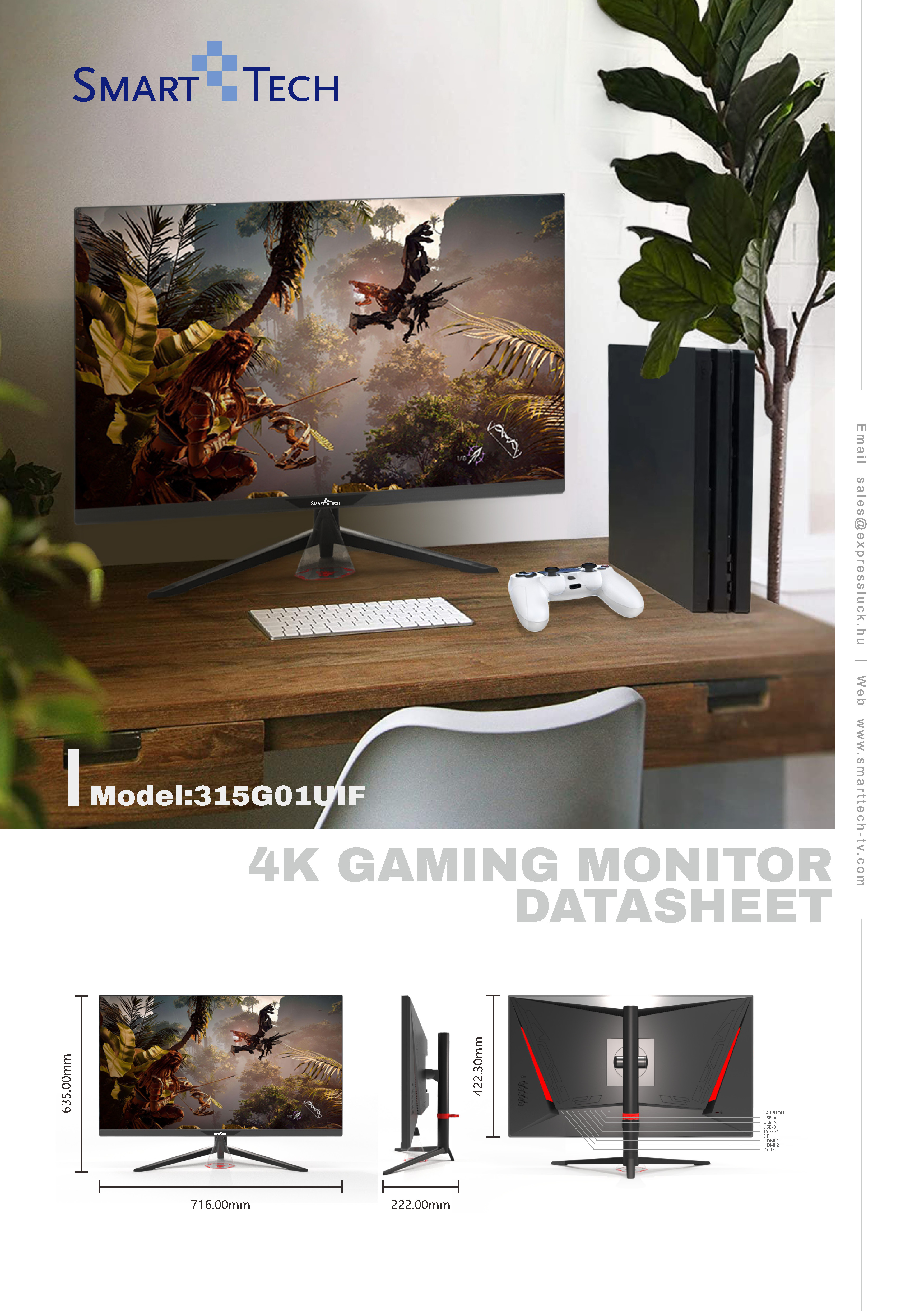 Ecran PC Smart Tech ecran pc gaming 315G01UIF 32" 144Hz 4K UHD 3840 x  2160 IPS | Darty